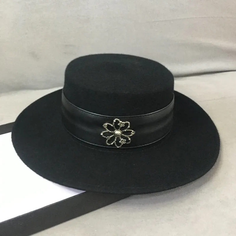 Winter British Fashion Black Wool Ceiling Large Eaves Edition Fedora Hat