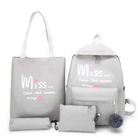 Women School Backpacks Miss Like the Sweet Things Letter School Bag