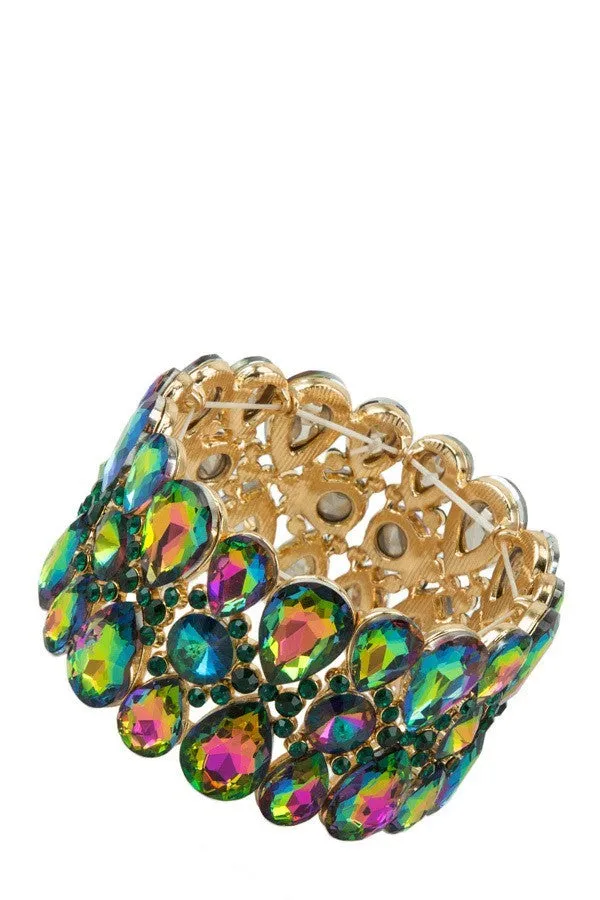 Women's Multiple Crystal Linked Stretch Bracelet