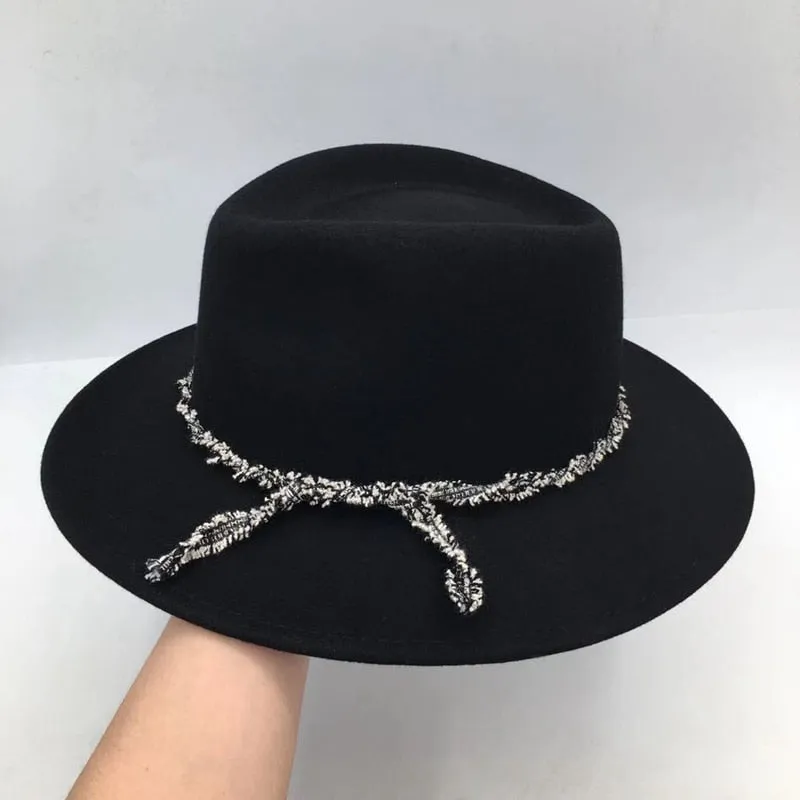 Women's Wide-Brim Jazz French Style Wool Felt Fedora Hat for Women