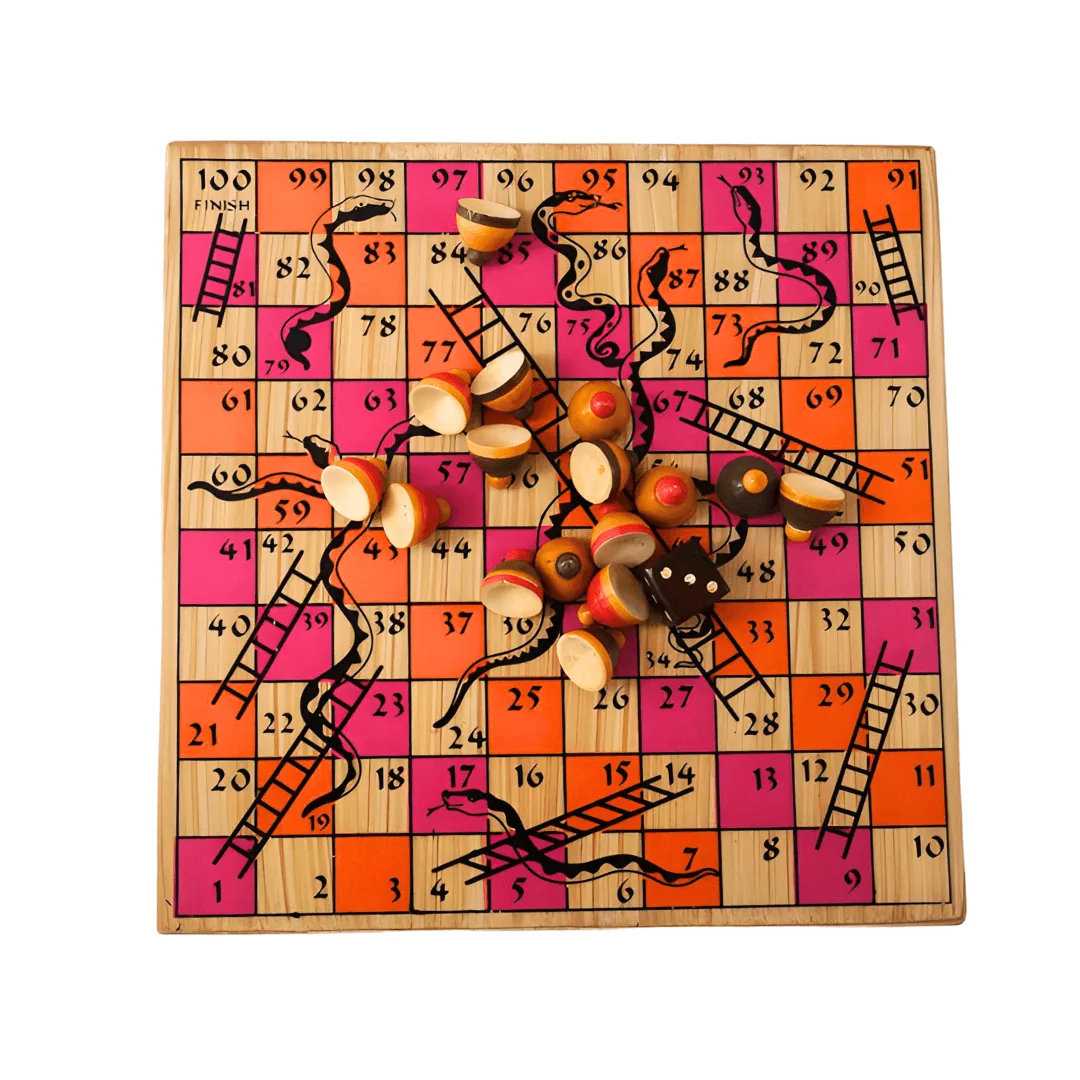 Wooden 2 in 1 Ludo Snakes and Ladders-1 Board