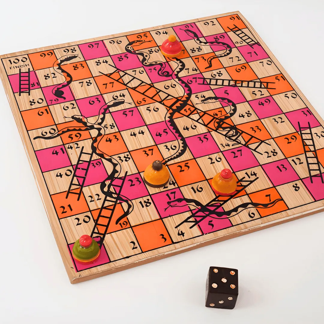 Wooden 2 in 1 Ludo Snakes and Ladders-1 Board