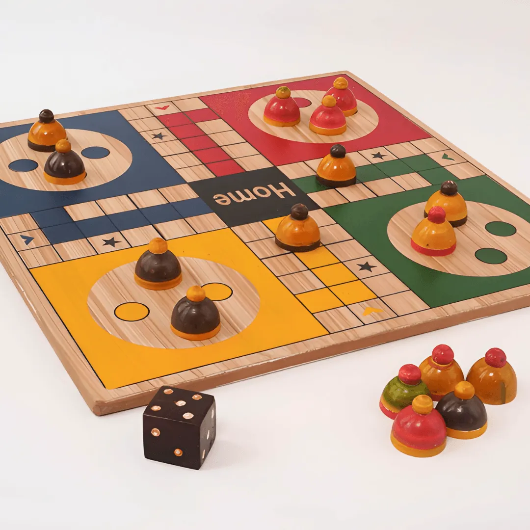 Wooden 2 in 1 Ludo Snakes and Ladders-1 Board